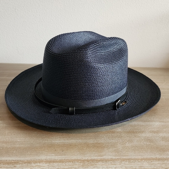 Vintage The Lawman Genuine Milan Dark Blue Sheriff Style Hat Men’s Size 7 3/8 - Picture 1 of 10